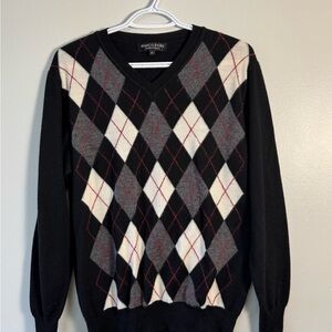 Black Argyle V-Neck Sweater